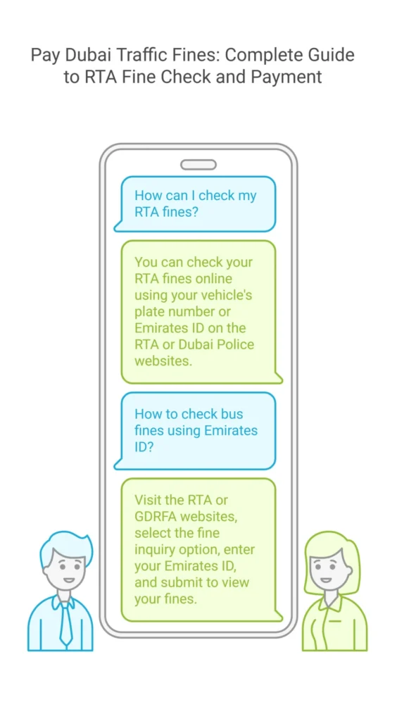 Infographics showing how to check RTA fines.